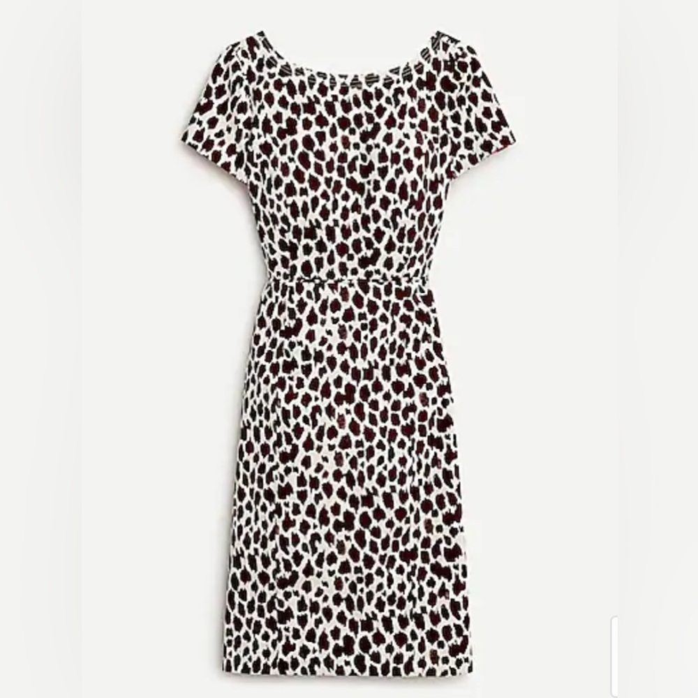 J. Crew v-back dress in giraffe print bi-stretch cotton size 4 NWT
